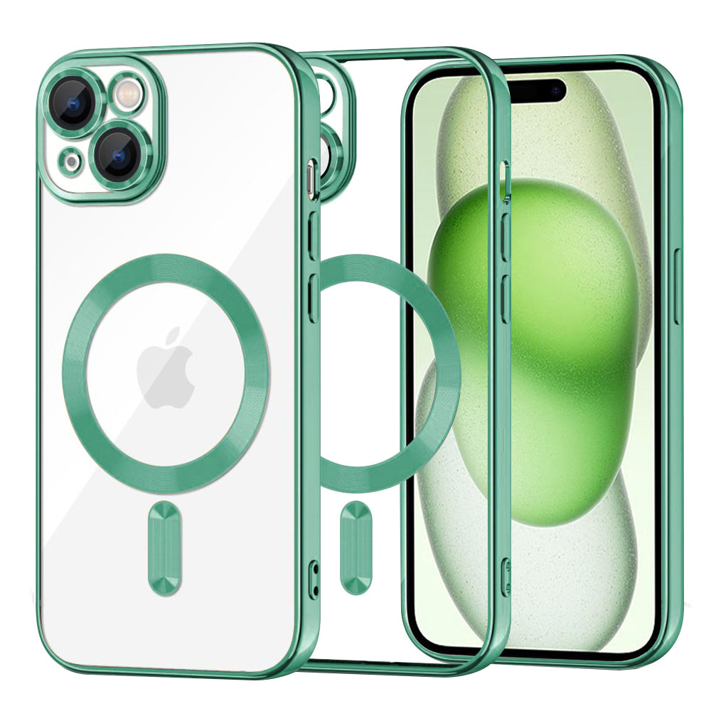 Калъф MagSafe за Apple iPhone 15 Plus, Techsuit, Luxury Crystal, Светлозелен