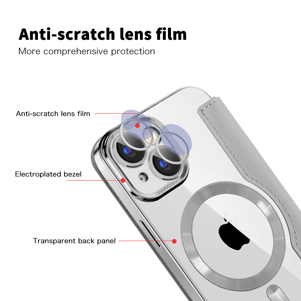 Калъф MagSafe за Apple iPhone 15 Plus, Techsuit, SmartMag Book, Сив