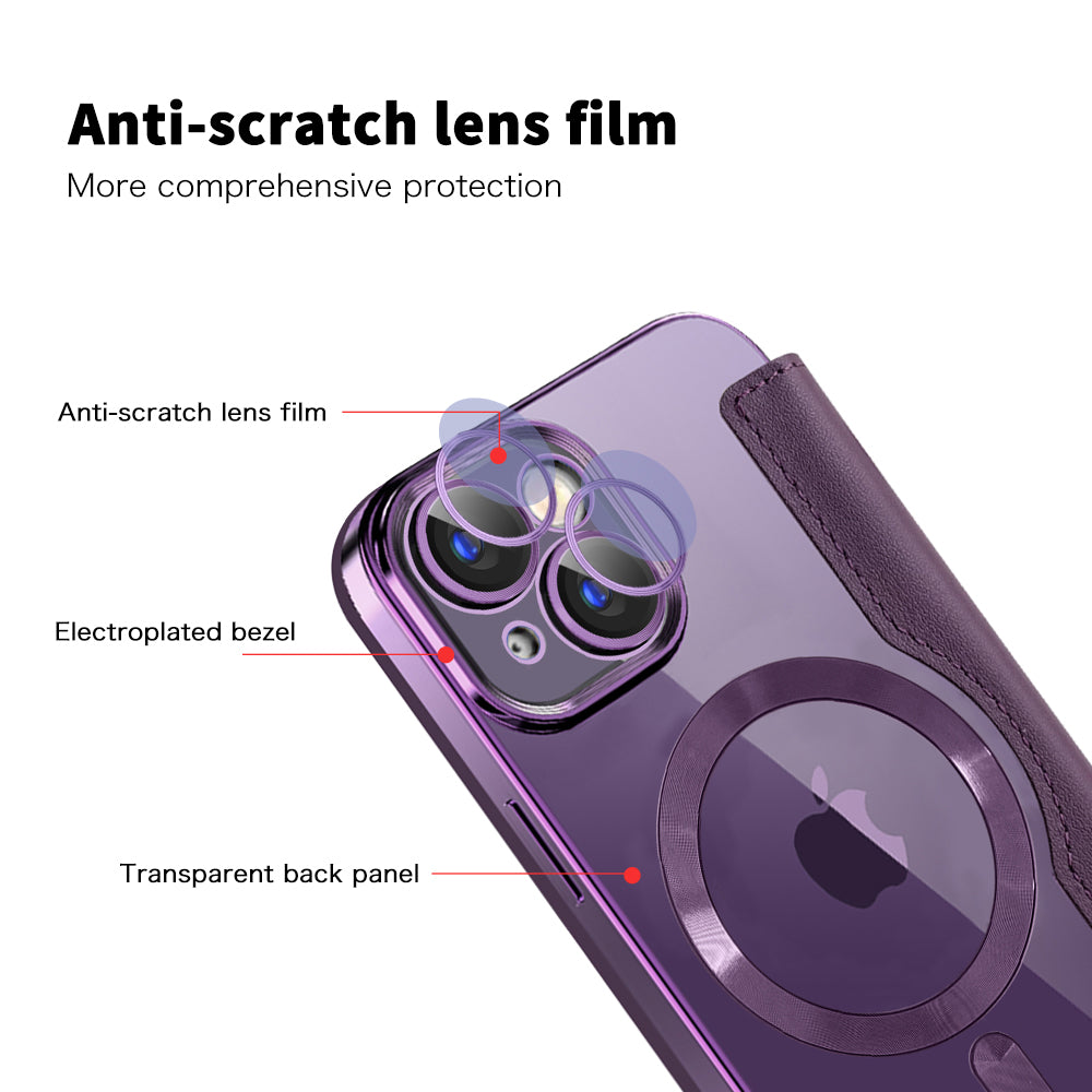 Калъф MagSafe за Apple iPhone 15 Plus, Techsuit, SmartMag Book, Лилав