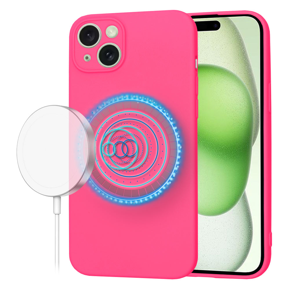 Калъф MagSafe за Apple iPhone 15 Plus, Techsuit, SoftFlex, Тъмнорозов