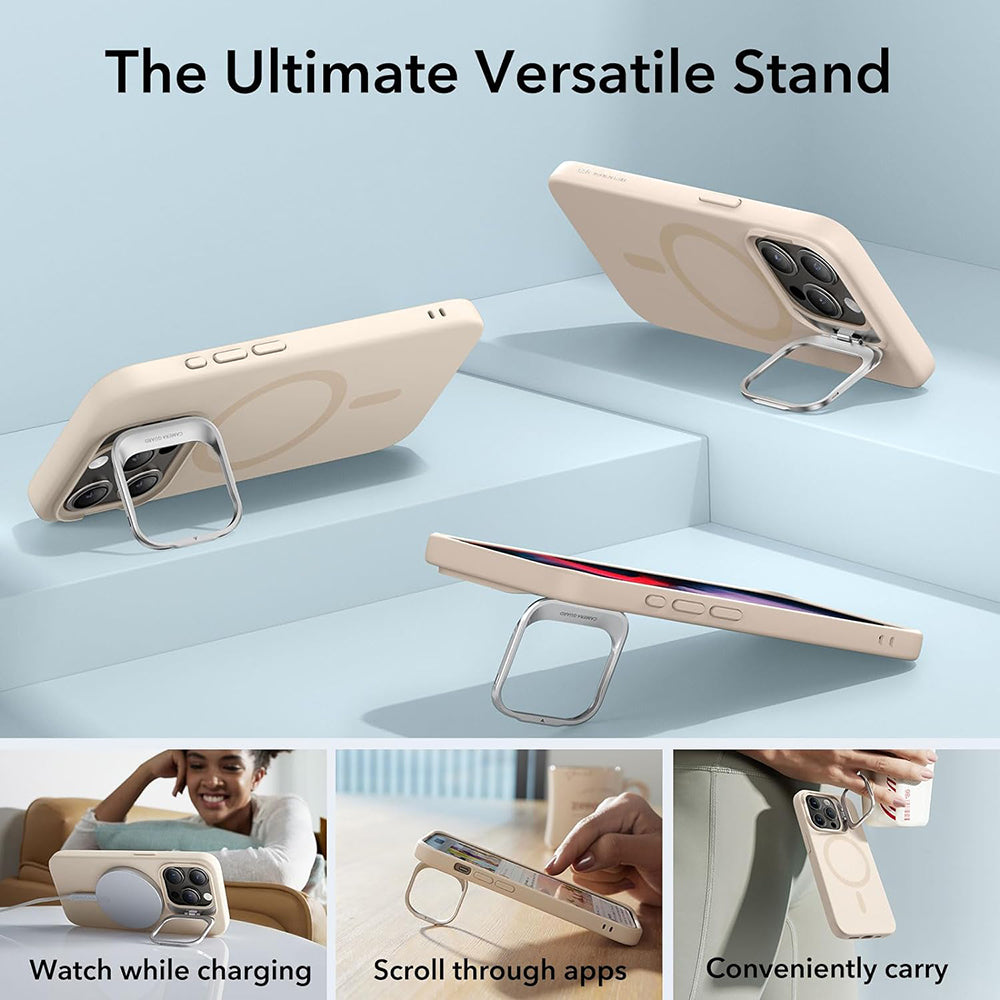 Калъф MagSafe за Apple iPhone 15 Pro, ESR, Cloud Soft Kickstand, Крем