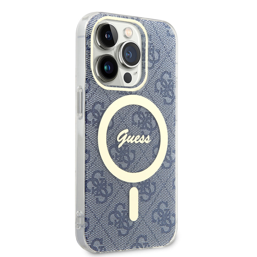 Калъф MagSafe за Apple iPhone 15 Pro, Guess, IML 4G, Син