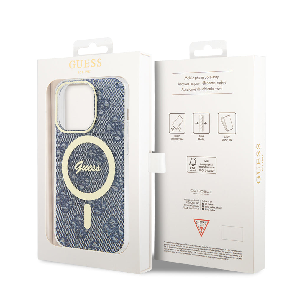 Калъф MagSafe за Apple iPhone 15 Pro, Guess, IML 4G, Син