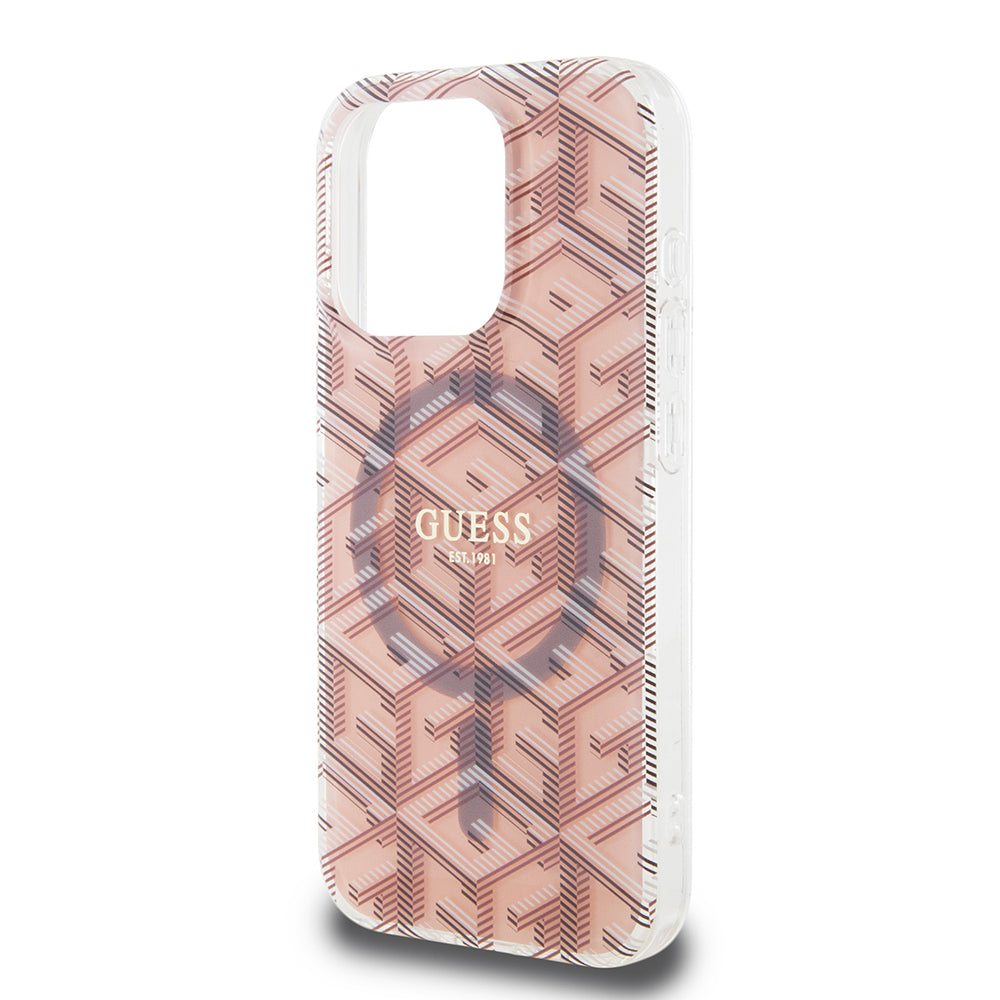 Калъф MagSafe за Apple iPhone 15 Pro, Guess, IML Gcube, Розов