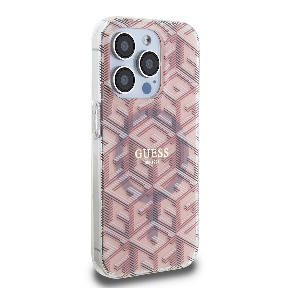 Калъф MagSafe за Apple iPhone 15 Pro, Guess, IML Gcube, Розов