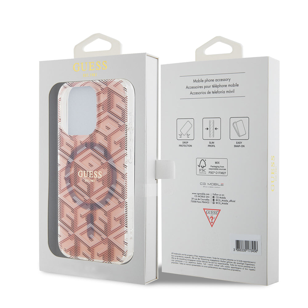 Калъф MagSafe за Apple iPhone 15 Pro, Guess, IML Gcube, Розов