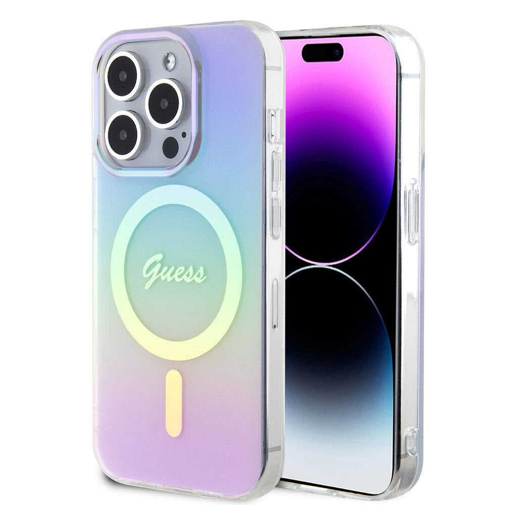 Калъф MagSafe за Apple iPhone 15 Pro, Guess, IML Iridescent, Лилав