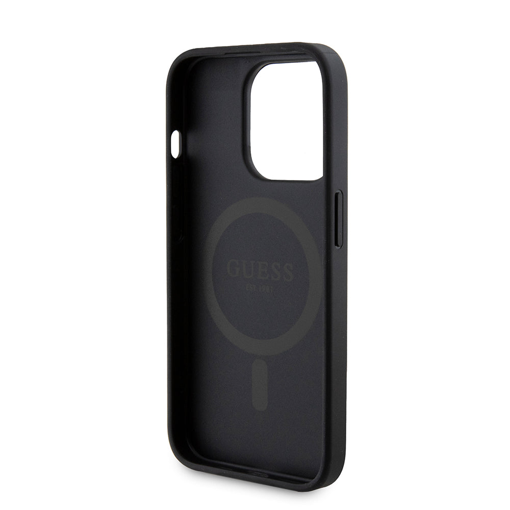 MagSafe Case for Apple iPhone 15 Pro, Guess, Powerbank 4G Metal Logo, Black