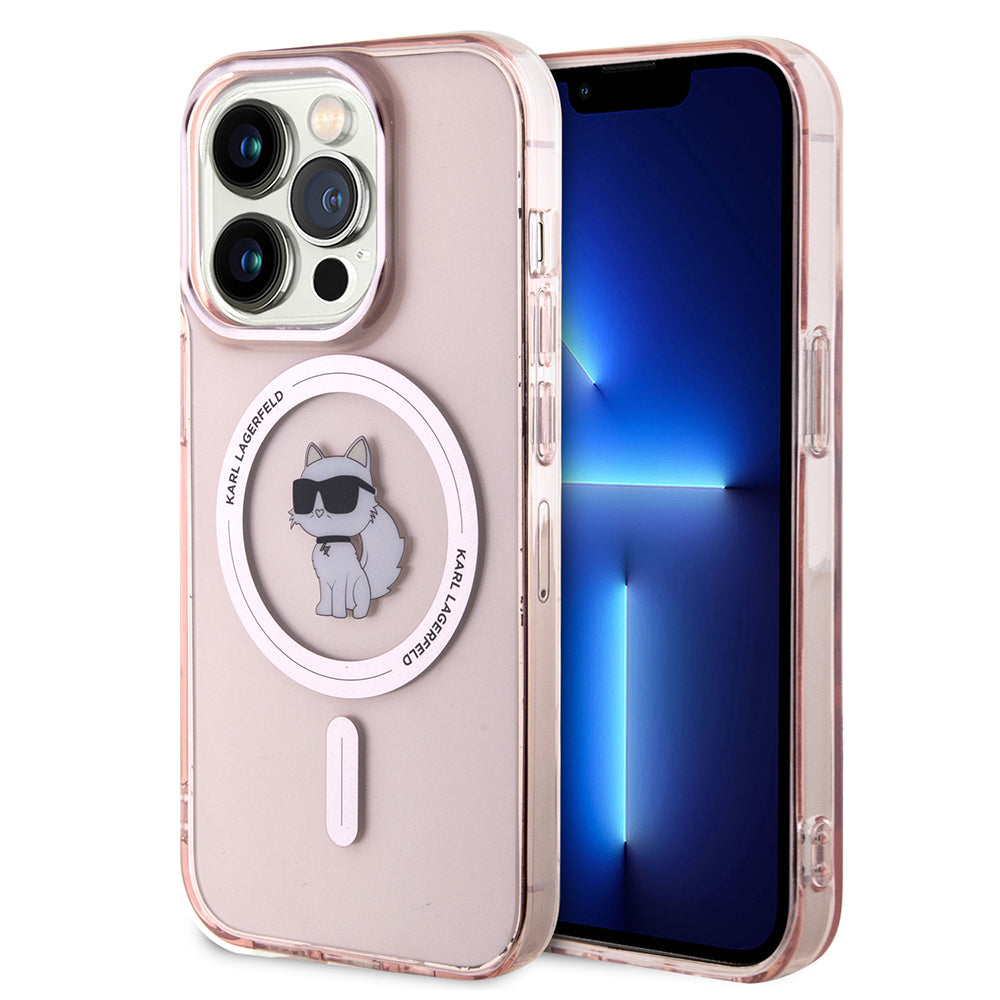 Калъф MagSafe за Apple iPhone 15 Pro, Karl Lagerfeld, IML Choupette, Розов