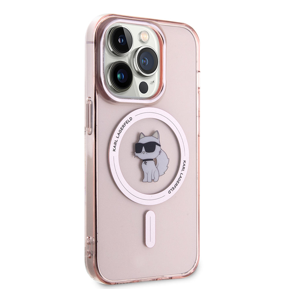 Калъф MagSafe за Apple iPhone 15 Pro, Karl Lagerfeld, IML Choupette, Розов