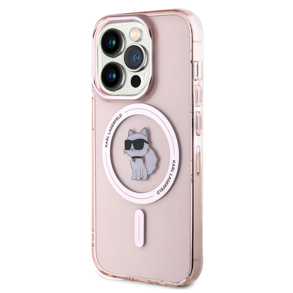 Калъф MagSafe за Apple iPhone 15 Pro, Karl Lagerfeld, IML Choupette, Розов