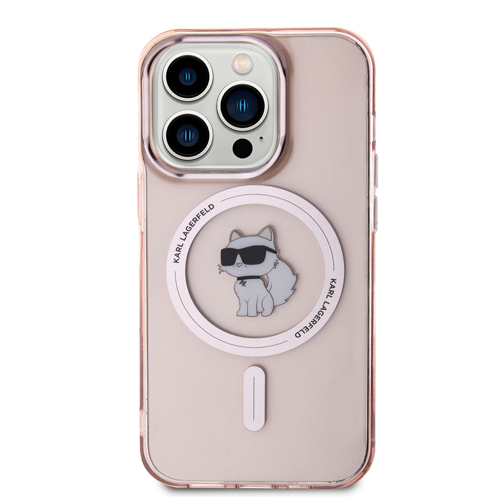 Калъф MagSafe за Apple iPhone 15 Pro, Karl Lagerfeld, IML Choupette, Розов