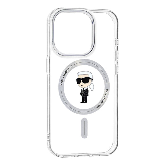 Калъф MagSafe за Apple iPhone 15 Pro, Karl Lagerfeld, IML Ikonik Karl, Прозрачен