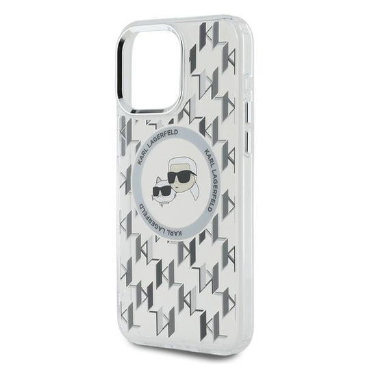 Калъф MagSafe за Apple iPhone 15 Pro, Karl Lagerfeld, IML Monogram Karl & Choupette's Heads, Прозрачен