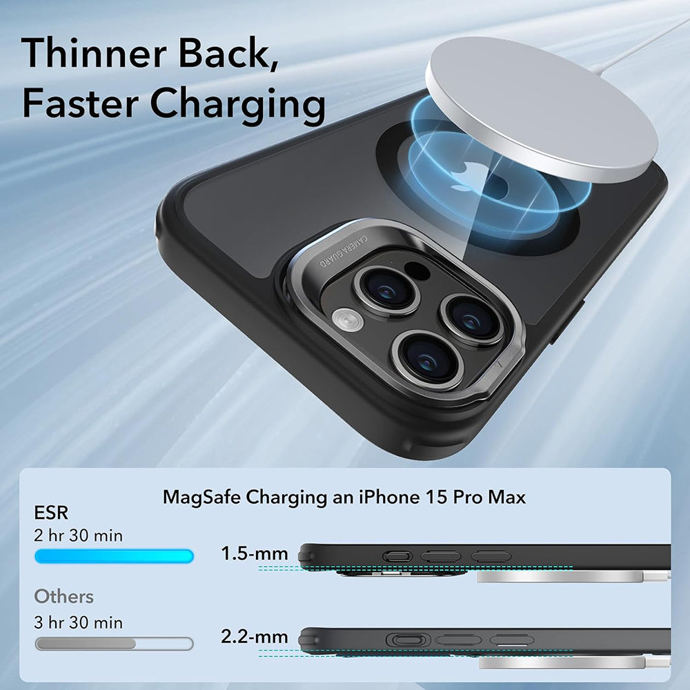 Калъф MagSafe за Apple iPhone 15 Pro Max, ESR, Classic Hybrid Kickstand, Прозрачен Черен