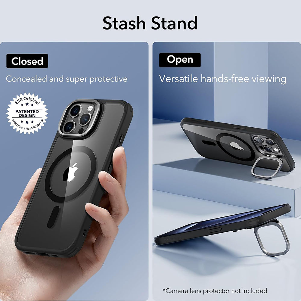 Калъф MagSafe за Apple iPhone 15 Pro Max, ESR, Classic Hybrid Kickstand, Прозрачен Черен