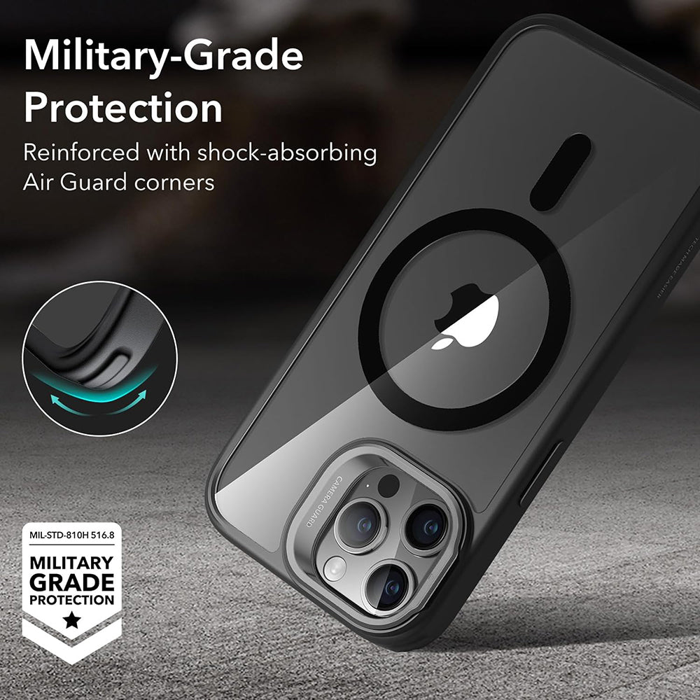 Калъф MagSafe за Apple iPhone 15 Pro Max, ESR, Classic Hybrid Kickstand, Прозрачен Черен