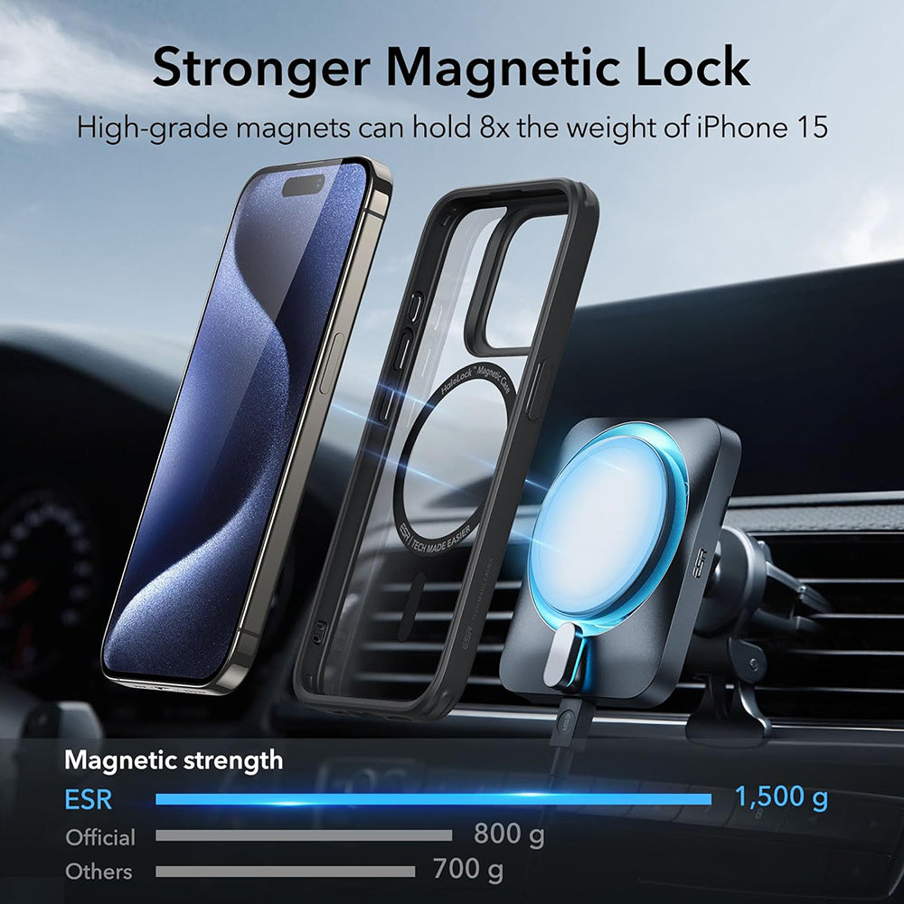 Калъф MagSafe за Apple iPhone 15 Pro Max, ESR, Classic Hybrid, Прозрачно черен