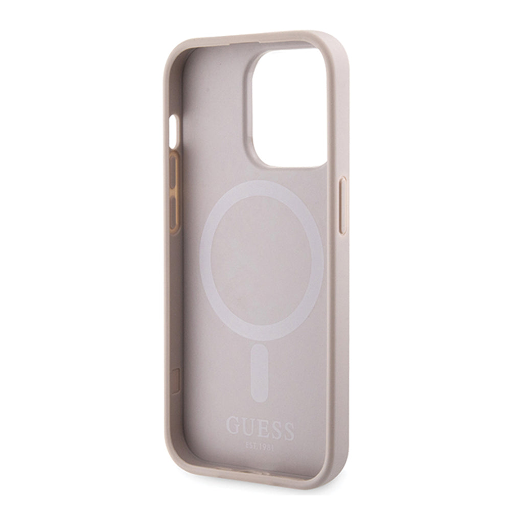Калъф MagSafe за Apple iPhone 15 Pro Max, Guess, 4G Printed Stripes, Розов