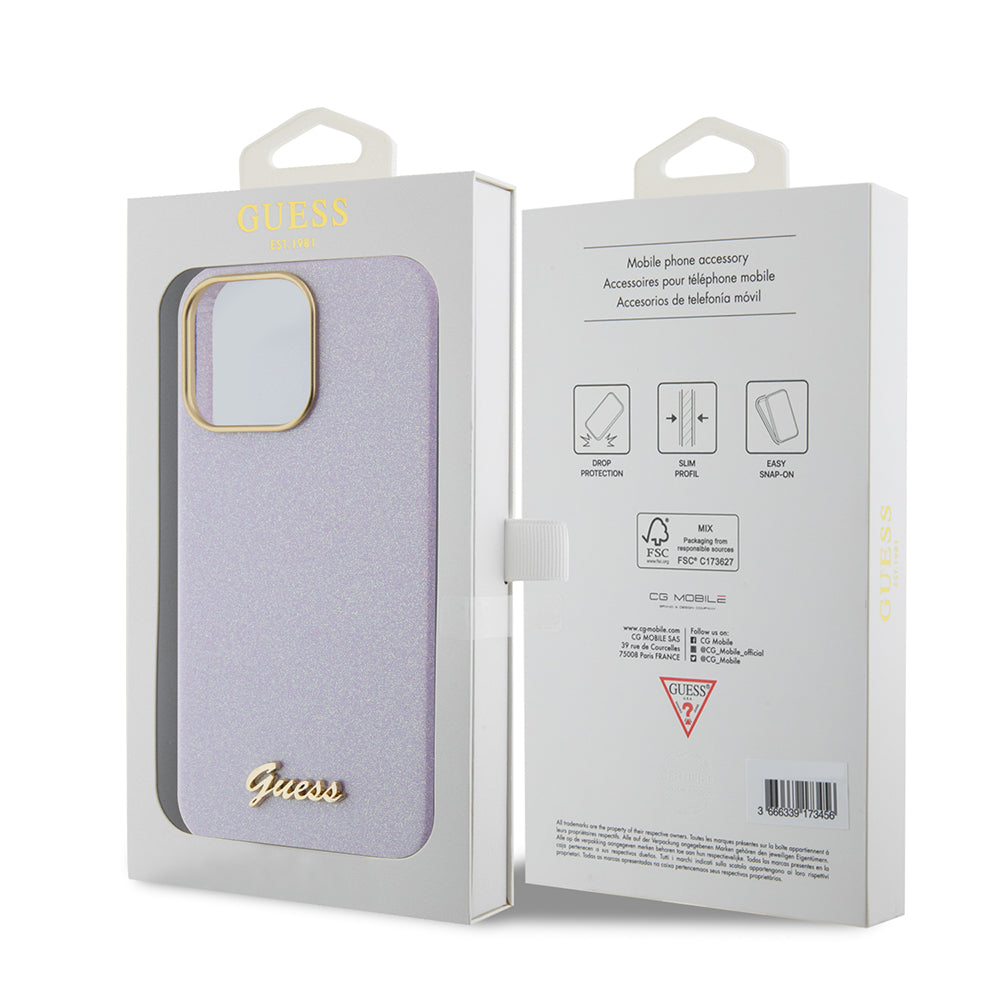 Калъф MagSafe за Apple iPhone 15 Pro Max, Guess, Glitter Full Wrapped, Лилав GUHCP15XPGMCSL