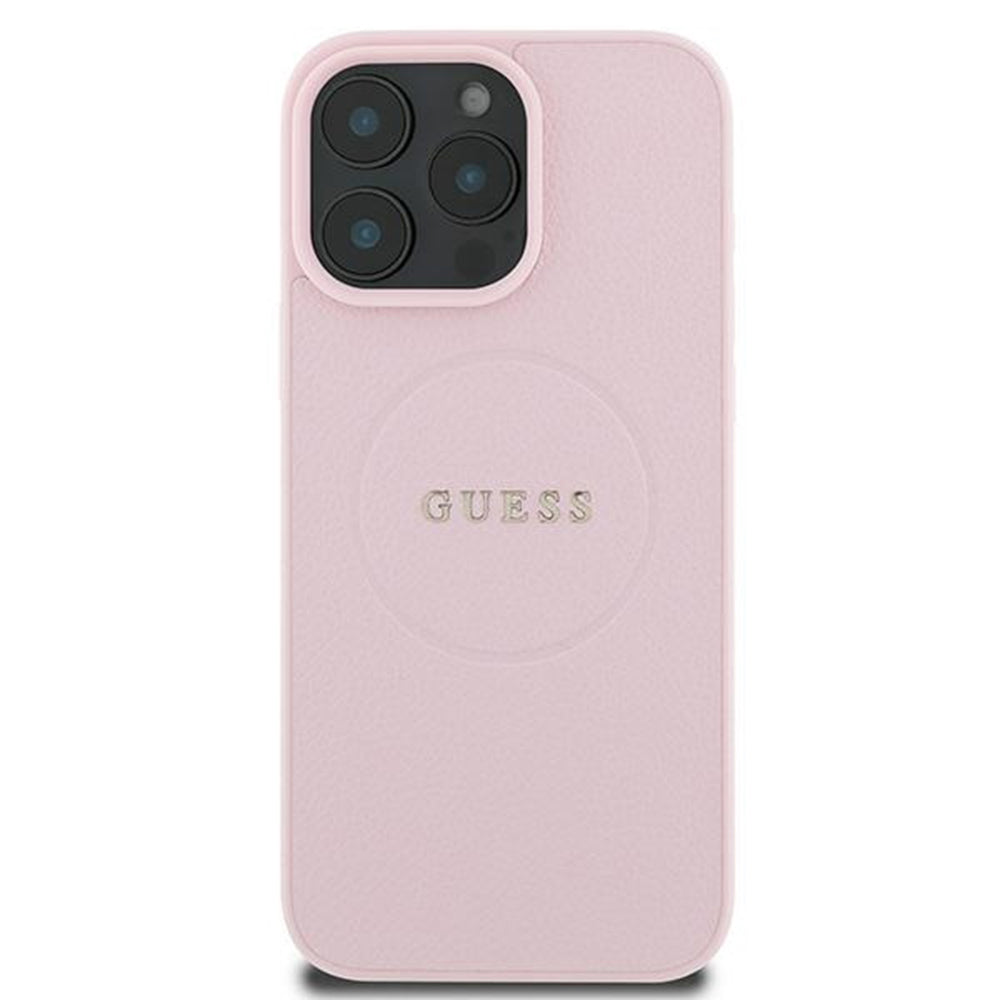 Калъф MagSafe за Apple iPhone 15 Pro Max, Guess, Grained Gold Ring, Розов