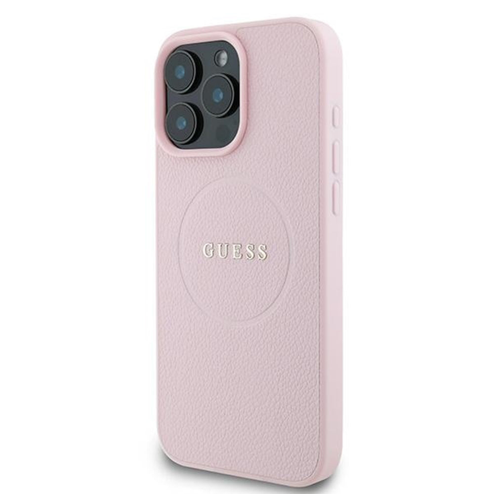 Калъф MagSafe за Apple iPhone 15 Pro Max, Guess, Grained Gold Ring, Розов