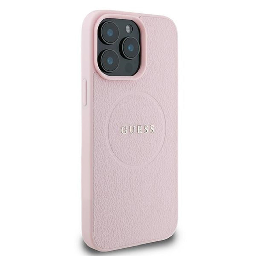 Калъф MagSafe за Apple iPhone 15 Pro Max, Guess, Grained Gold Ring, Розов