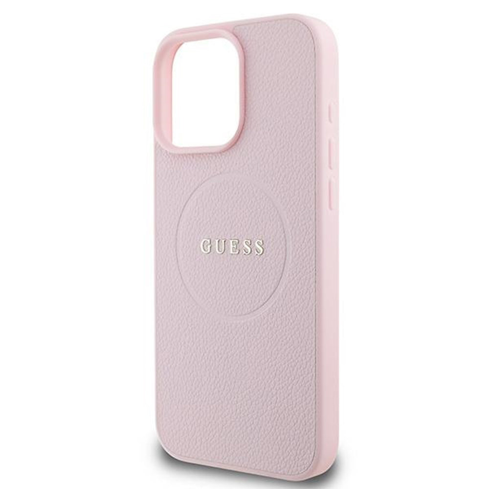 Калъф MagSafe за Apple iPhone 15 Pro Max, Guess, Grained Gold Ring, Розов