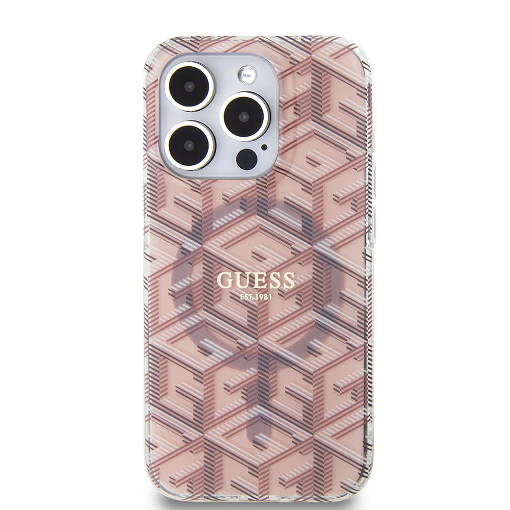 Калъф MagSafe за Apple iPhone 15 Pro Max, Guess, IML Gcube, Розов