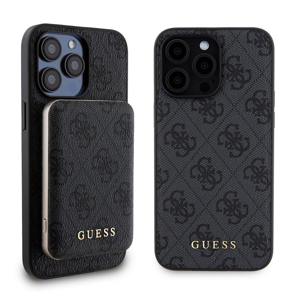 MagSafe Case for Apple iPhone 15 Pro Max, Guess, Powerbank 4G Metal Logo, Black