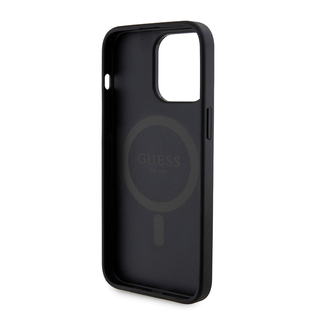 MagSafe Case for Apple iPhone 15 Pro Max, Guess, Powerbank 4G Metal Logo, Black