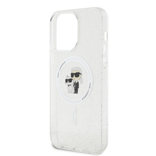 MagSafe Case for Apple iPhone 15 Pro Max, Karl Lagerfeld, Glitter, Transparent