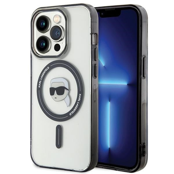 Калъф MagSafe за Apple iPhone 15 Pro Max, Karl Lagerfeld, IML Karl's Head, Прозрачен
