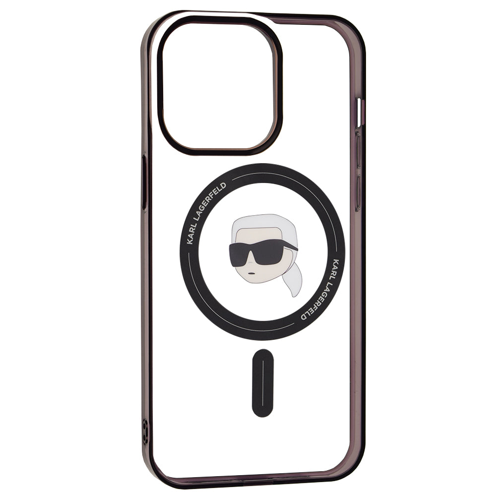 Калъф MagSafe за Apple iPhone 15 Pro Max, Karl Lagerfeld, IML Karl's Head, Прозрачен