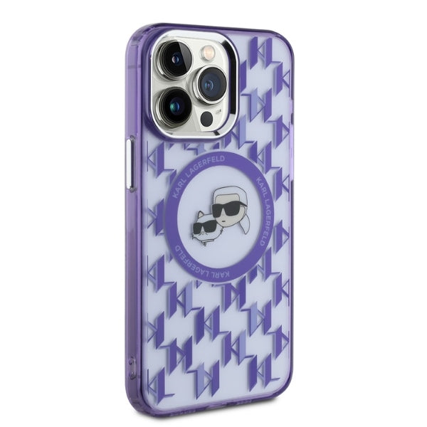 Калъф MagSafe за Apple iPhone 15 Pro Max, Karl Lagerfeld, IML Monogram Karl & Choupette's Heads, Лилав