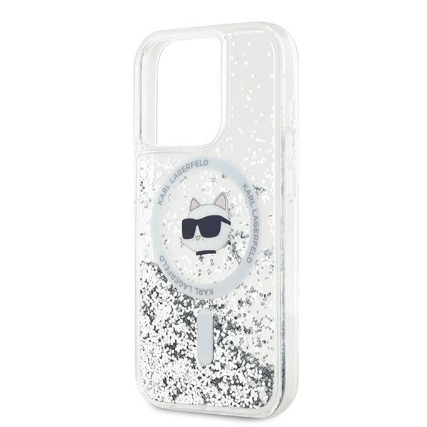 Калъф MagSafe за Apple iPhone 15 Pro Max, Karl Lagerfeld, Liquid Glitter Choupette Head, Прозрачен