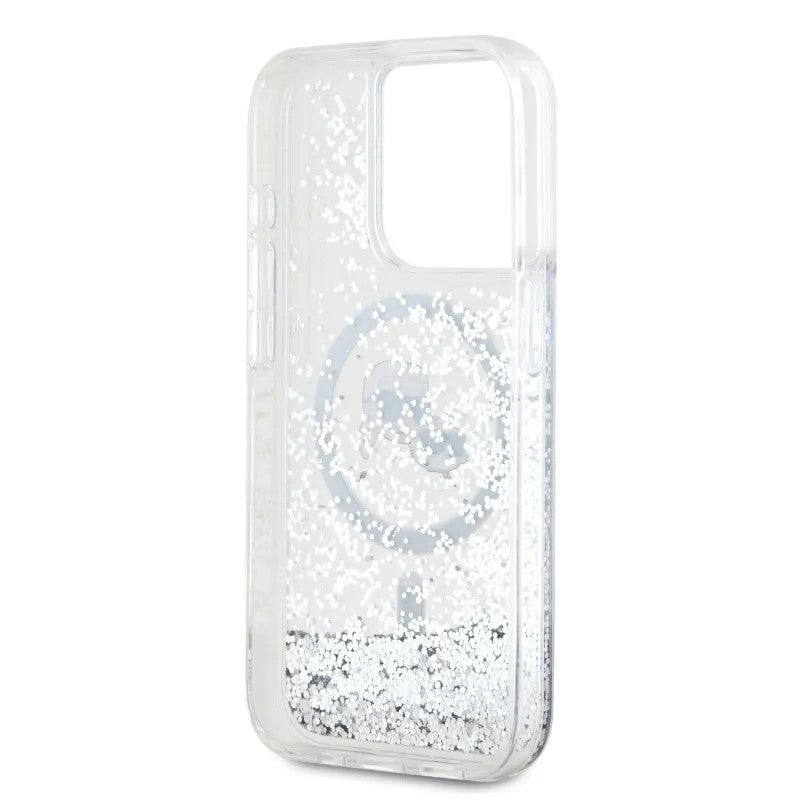 Калъф MagSafe за Apple iPhone 15 Pro Max, Karl Lagerfeld, Liquid Glitter Karl & Choupette's Heads, Прозрачен