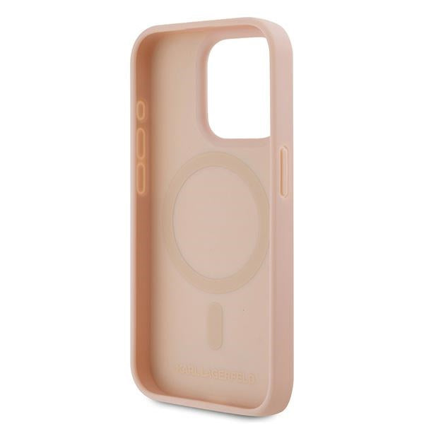 Калъф MagSafe за Apple iPhone 15 Pro Max, Karl Lagerfeld, Monogram Metal Logo, Розов
