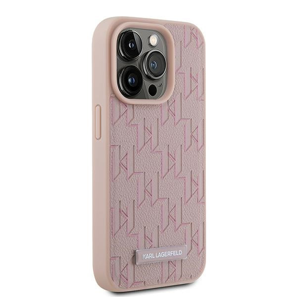 Калъф MagSafe за Apple iPhone 15 Pro Max, Karl Lagerfeld, Monogram Metal Logo, Розов