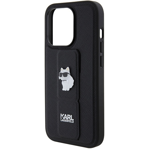 Калъф MagSafe за Apple iPhone 15 Pro Max, Karl Lagerfeld, Saffiano Gripstand Choupette, Черен