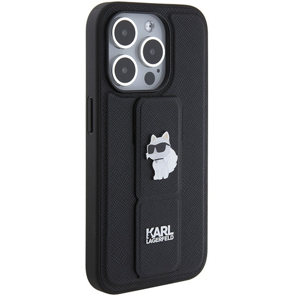 Калъф MagSafe за Apple iPhone 15 Pro Max, Karl Lagerfeld, Saffiano Gripstand Choupette, Черен