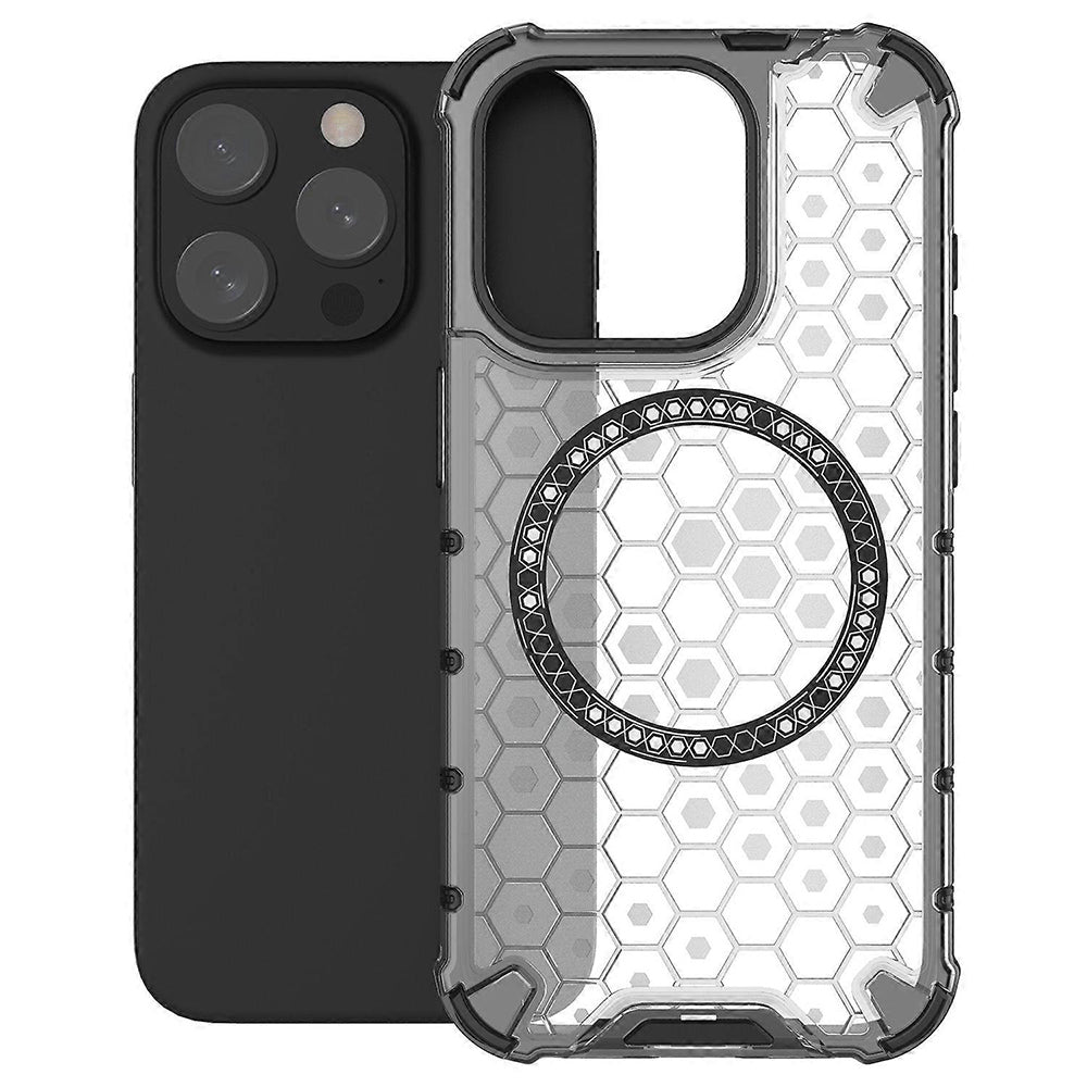 Калъф MagSafe за Apple iPhone 15 Pro Max, Techsuit, HoneyComb Shield, Бял