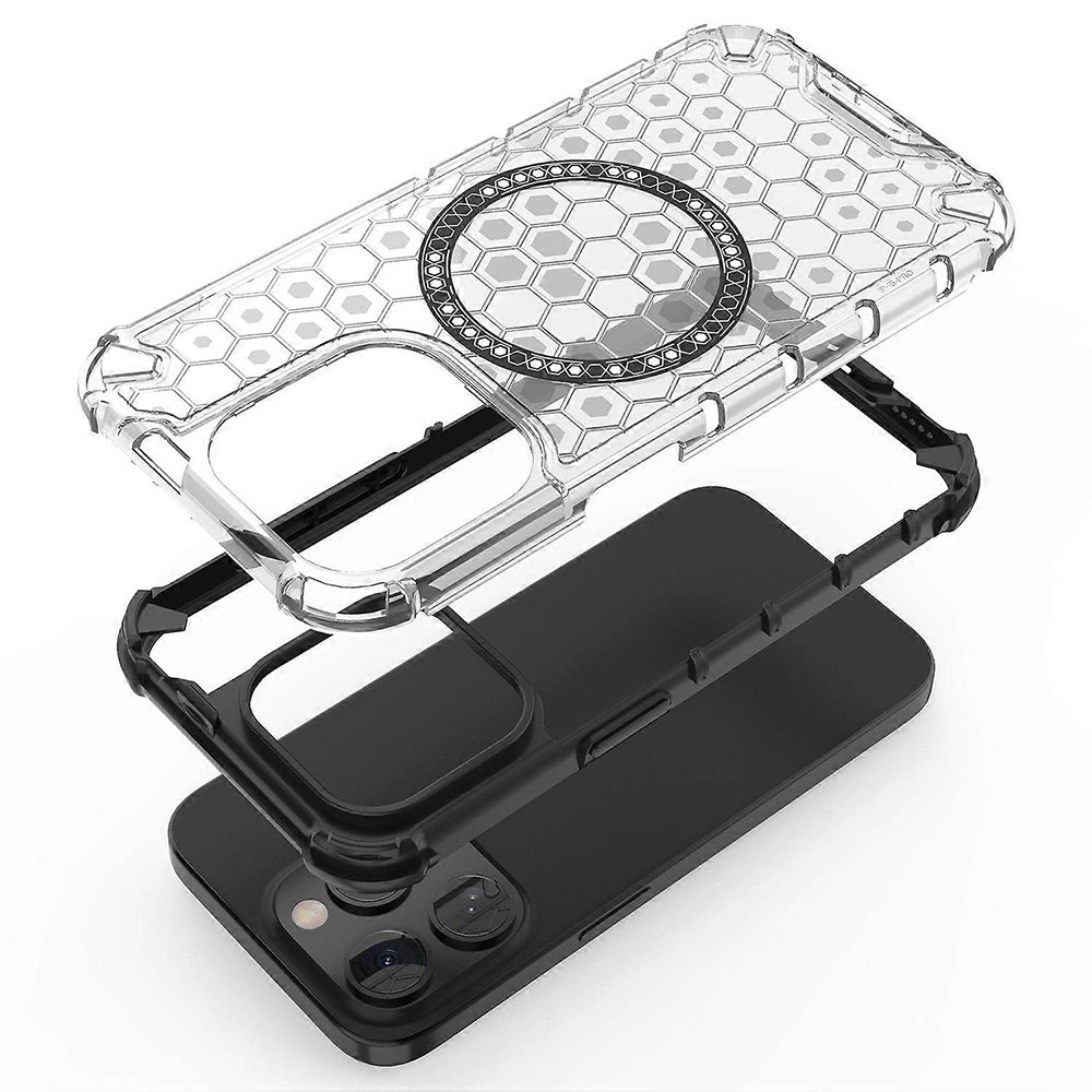 Калъф MagSafe за Apple iPhone 15 Pro Max, Techsuit, HoneyComb Shield, Черен