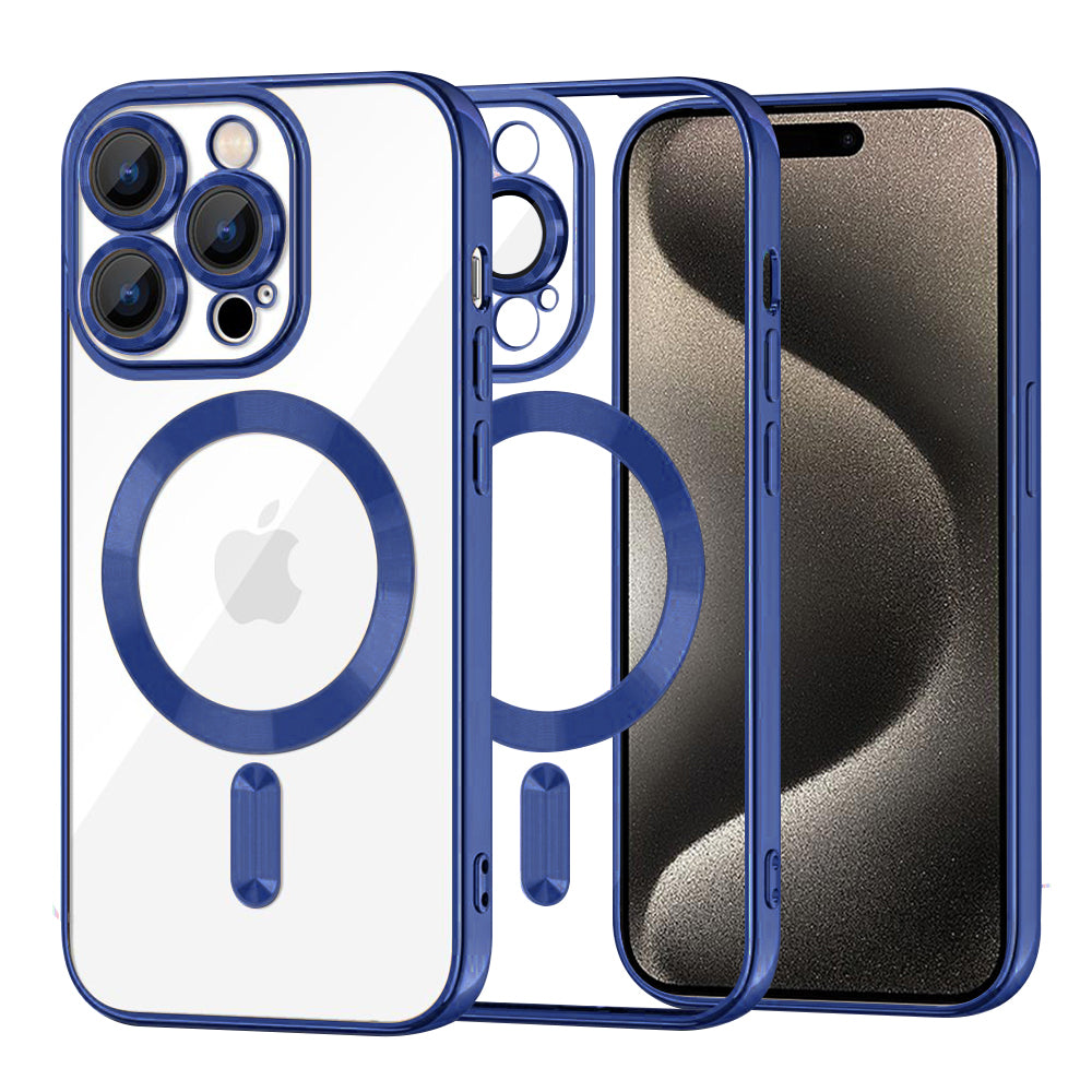 Калъф MagSafe за Apple iPhone 15 Pro Max, Techsuit, Luxury Crystal, Тъмносин