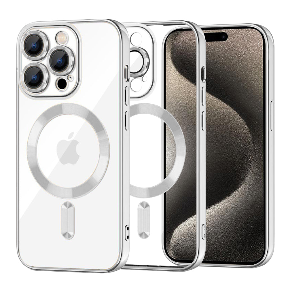 Калъф MagSafe за Apple iPhone 15 Pro Max, Techsuit, Luxury Crystal, Сребрист