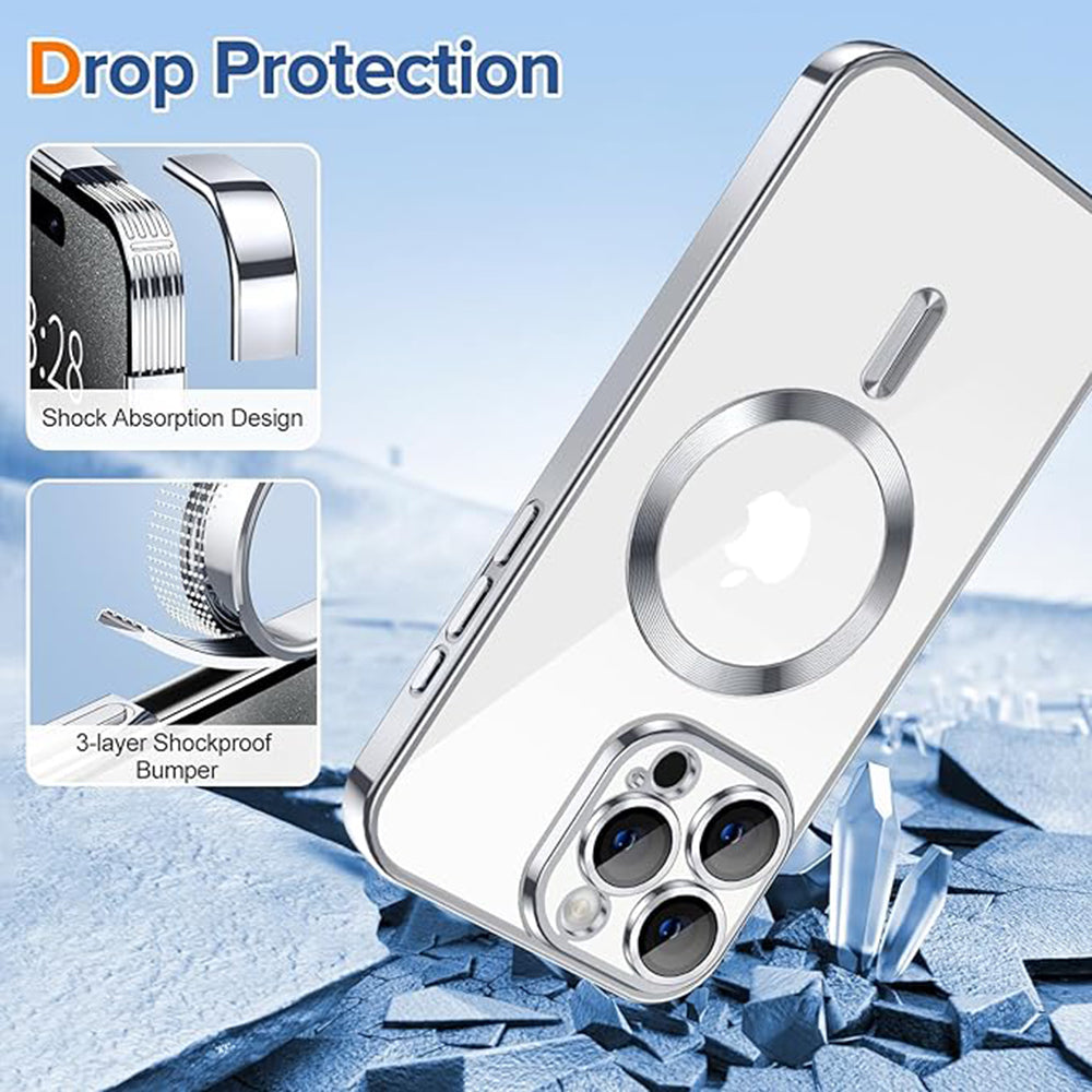 Калъф MagSafe за Apple iPhone 15 Pro Max, Techsuit, Luxury Crystal, Сребрист
