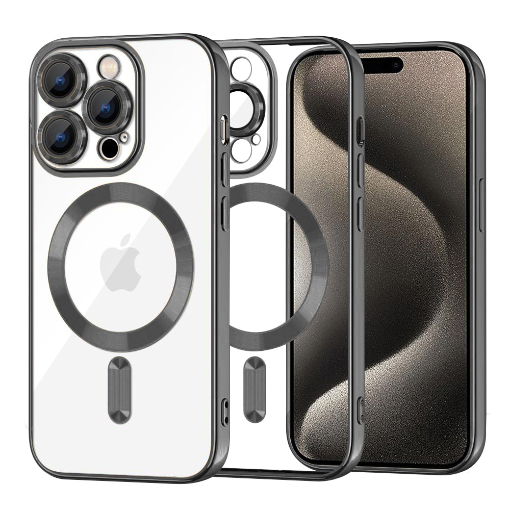 Калъф MagSafe за Apple iPhone 15 Pro Max, Techsuit, Luxury Crystal, Черен