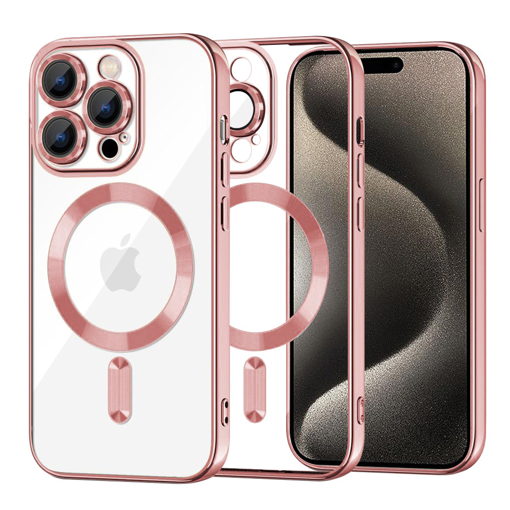 Калъф MagSafe за Apple iPhone 15 Pro Max, Techsuit, Luxury Crystal, Розов