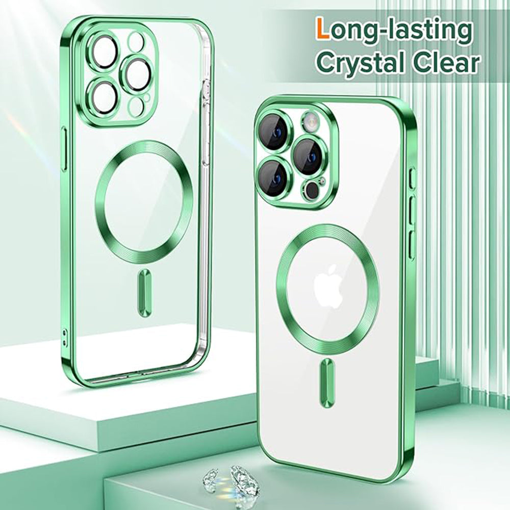 Калъф MagSafe за Apple iPhone 15 Pro Max, Techsuit, Luxury Crystal, Светлозелен