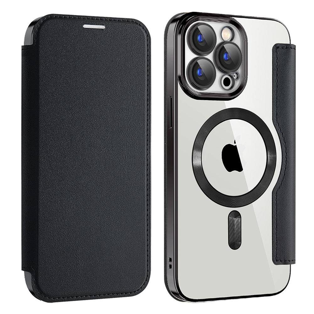Калъф MagSafe за Apple iPhone 15 Pro Max, Techsuit, SmartMag Book, Черен